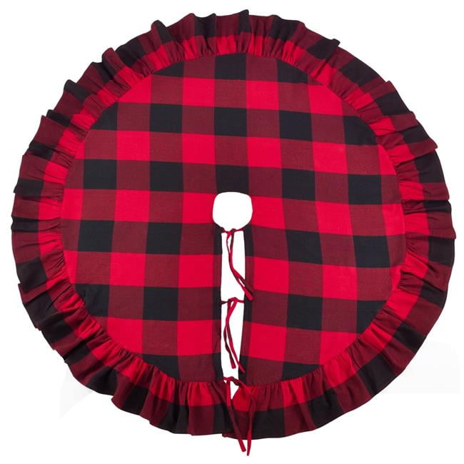 ALAZA Xmas Tree Skirt Snowflakes on Buffalo Plaid Christmas Tree Skirt Small Christmas Tree Mat 47.2 Inch for New Year Home Holiday Decorations Indoor Outdoor