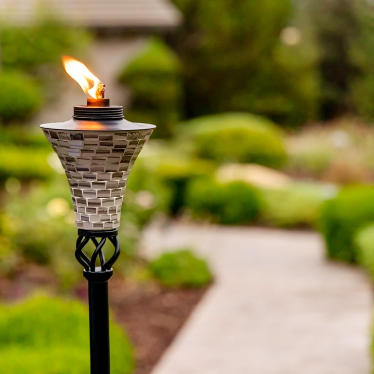 TIKI® Brand 62-inch Hosta Metal Torch Gray Mosaic TIKI® Brand 62-inch Hosta Metal Torch Gray Mosaic