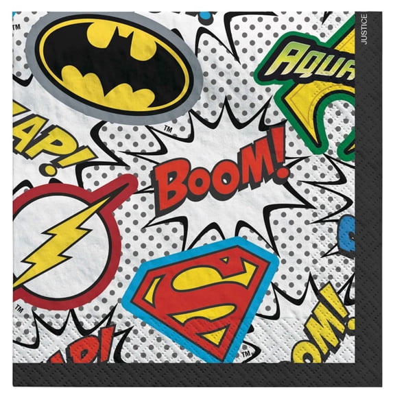 Justice League Heroes Unite DC Superhero Birthday Party Paper Beverage Napkins
