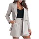 thumbnail image 1 of Conjunto de dos piezas de lino para mujer: chaqueta de manga larga con botones y pantalones cortos de cintura alta, 1 of 8