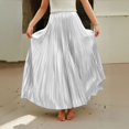 thumbnail image 6 of Women’s High Waist Pleated Maxi Skirt Elegant A Line Long Skirt Flowy Lightweight Skirt for Casual and Formal Wear White L, 6 of 8