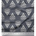 thumbnail image 1 of Soimoi Modal Satin Fabric Leaves & Floral Block Print Fabric by The Yard 42 Inch Wide, 1 of 3