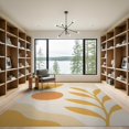 thumbnail image 2 of ODIKA 9'x12' Warm Earthy Tones Abstract Design Washable Area Rug Modern Organic Shapes with Leaf Motif for Master Suite, California King, Under Bed, Non-Shedding, Easy Care, 2 of 7