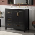 thumbnail image 3 of Euroco 36-Inch Freestanding Bathroom Vanity with Resin Sink, Soft-Close Drawers and Cabinet, Gold Handles, Open-Back Design, 3 of 9