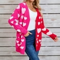 thumbnail image 5 of Amidoa Pink Women's Sweaters Valentines Long Sleeve Cardigan Pockets Long Heart Knit Cardigans for Women Trendy XL, 5 of 9