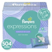 Pampers Baby Wipes Expressions Botanical Rain Scent 9X Pop-Top 504 ct