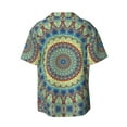 thumbnail image 2 of Balery Round Mandala1 Men's Casual Button Down Shirt Short Sleeve Textured Summer Cuban Beach Shirts-XX-Large, 2 of 7