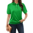 thumbnail image 2 of GXIPO Womens Polo Shirt Breathable Collared Golf Short Sleeve Lightweight Workout Tops Green 3XL, 2 of 5