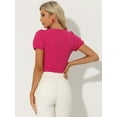 thumbnail image 3 of DARING DIVA Top Short Sleeve Sweetheart Neck Bodysuit S Hot Pink, 3 of 6
