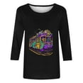 thumbnail image 4 of Xuyuer Carnival 2025 Womens 3/4 Sleeve Tops Mardi Gras and Costumes Fashion Round Neck Printed Blouse, 4 of 6