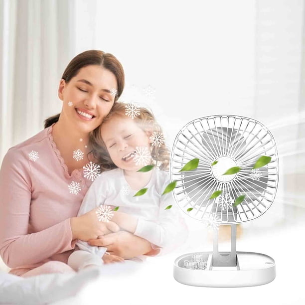 Ventilador USB de sobremesa de alta potencia con batería de 2000mAh • 4 velocidades y 10 horas de funcionamiento • Diseño plegable portátil • Funcionamiento silencioso de 30dB • Función de