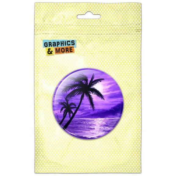 Sunset Beach Palm Tree Hawaii Paradise Purple Refrigerator Button Magnet