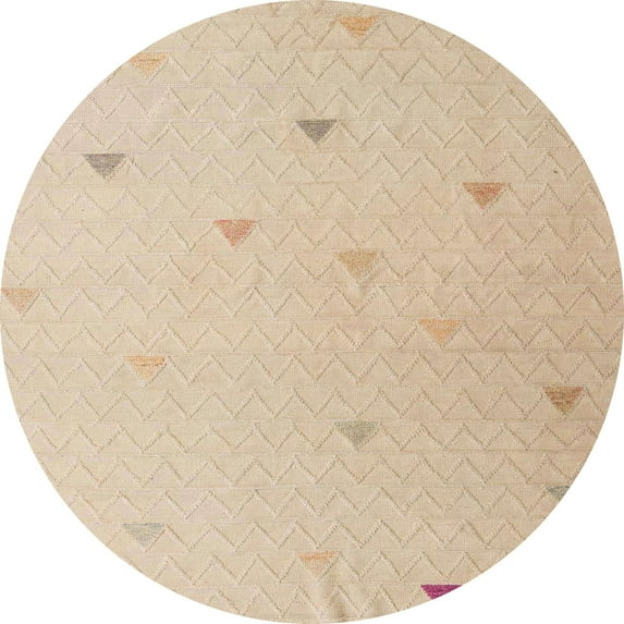 Ahgly Company Indoor Round Abstract Brown Solid Area Rugs, 8' Round