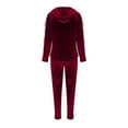 thumbnail image 5 of HAPIMO Women's Velvet Hoodie Tracksuits Pants Sets with Pocket Spring Fashion Clearance Long Sleeve Shirts Girls Round Neck Blouse Casual Workout Activewear Solid Color Tees Wine, 5 of 7