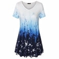 thumbnail image 2 of Camiseta de mujer Blusa informal con estampado degradado Vestido suelto con cuello en V, Azul, 4XL Speravity AP001902-47, 2 of 5