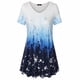 thumbnail image 2 of Camiseta de mujer Blusa informal con estampado degradado Vestido suelto con cuello en V, Azul, S Kearding AP001902-41, 2 of 5