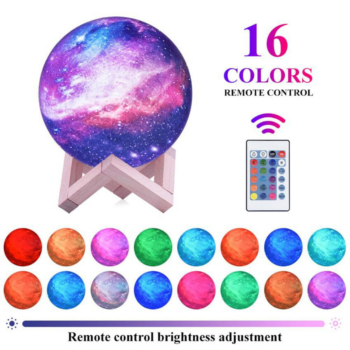 Star Moon Lamp Galaxy 3D Night Light USB LED Light Color Change Remote Kids Room
