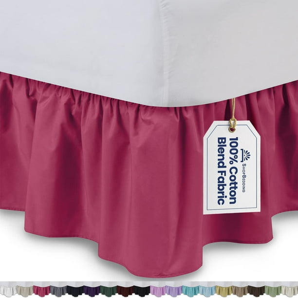 Ruffled Bed Skirt (Cal King, Hunter) 14 inch Drop Dorm Dust Ruffle with
