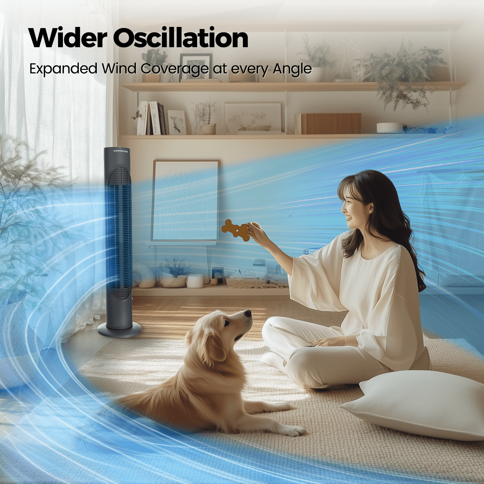 Tower Fan, 32" Wide Oscillating Cooling Fan with 3 Speeds 3 Wind Modes ,Timer,Pentatonic Button,Standing Fan for Home,Bedroom & Office