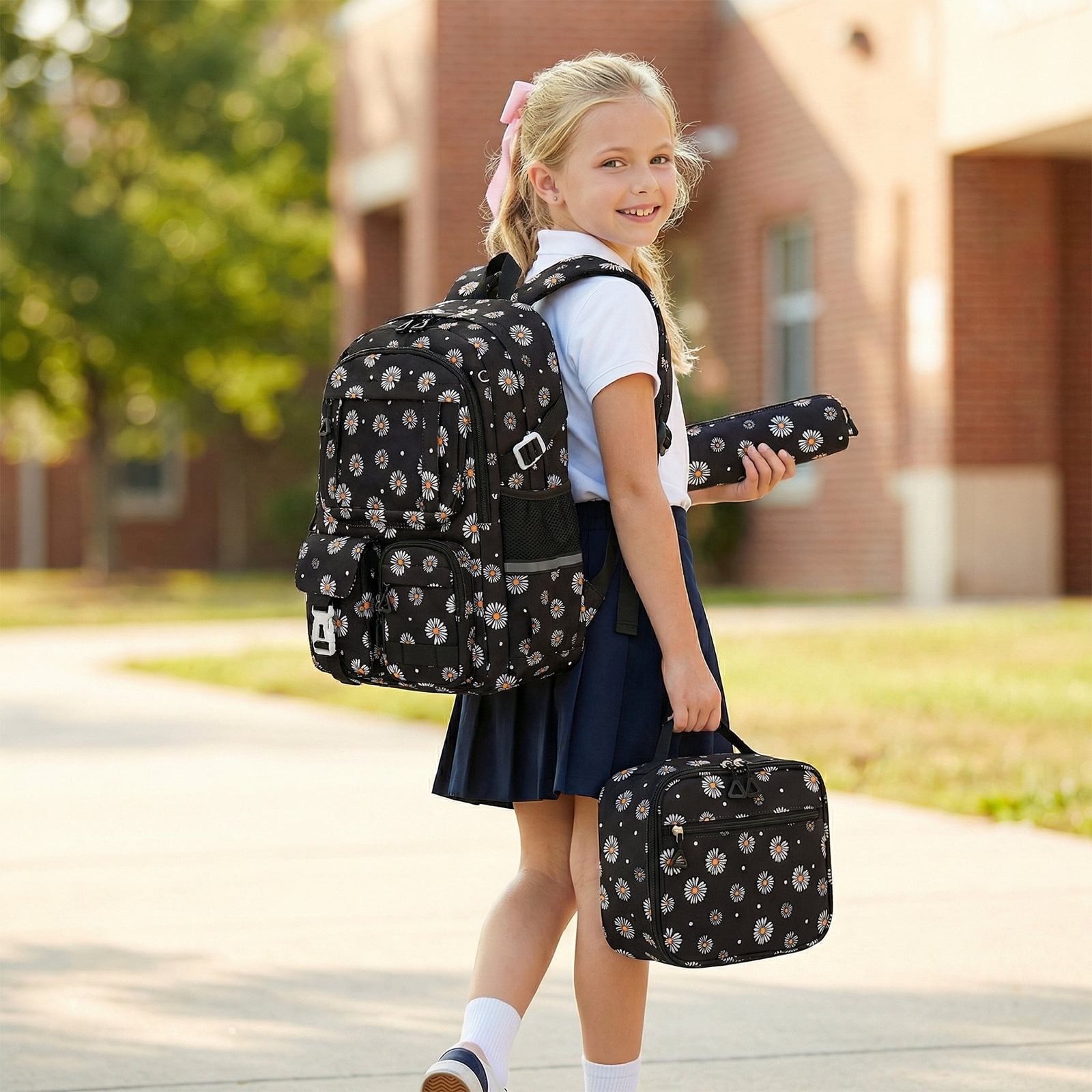 Inadays School Backpacks for Teens 3PCS Set Middle School Bookbag Students Lightweight Durable Casual Outdoor Daypack College