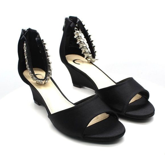 journee collection womens connor pumps zip open toe wedge heel