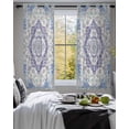 thumbnail image 3 of Blue Purple Boho Sheer Curtains 45 Inch Length 2 Panels Set for Living Room/Bedroom, Vintage Abstract Art Floral Ethnic Tribe Kitchen Curtains Grommet Semi-Sheer Curtains Window Treatments 42"x45"x2, 3 of 7