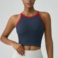 thumbnail image 4 of Zedker Sports Bras for Women High Neck Ribbed Crop Tank Tops Sleeveless Yoga Workout Shirts Dark Blue Plus L, 4 of 7