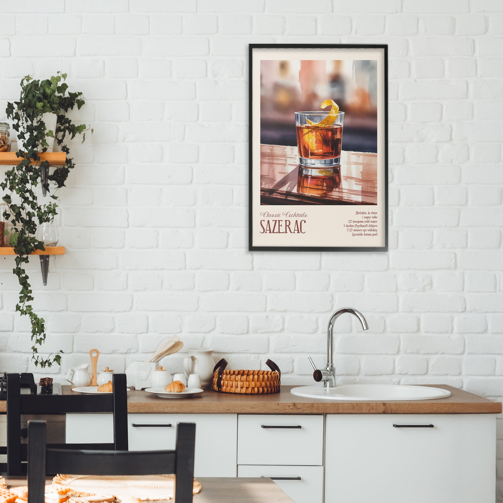 Stupell Industries Sazerac on Reflective Surface Black Framed Giclee Art, design by Andreas Magnusson