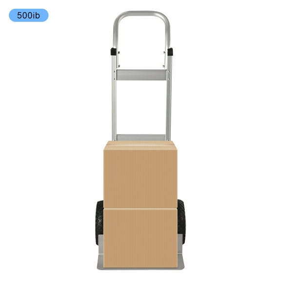 Heavy-Duty Aluminum Foldable Hand Truck with 500lbs Capacity, Ergonomic Handle, and Large 9.84in Wheels for Easy Transportation