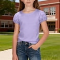 thumbnail image 2 of CMSHTD Shirts for Girls Short Sleeve Summer, Toddler Girls Children T-Shirts Cotton Tees Tops Cute Soft, Purple 9-10 Years, 2 of 7