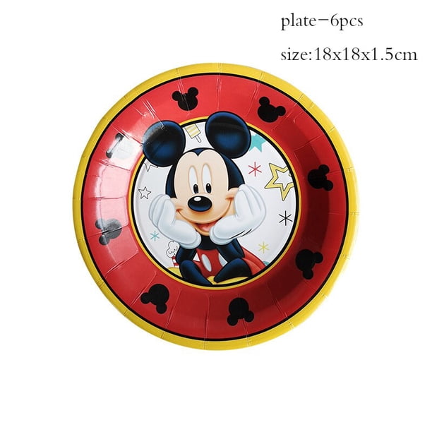 Disney-vajilla desechable con temática de Mickey Mouse para niños, suministros de vajilla para pastel de cumpleaños, evento, tazas, platos, Baby Shower