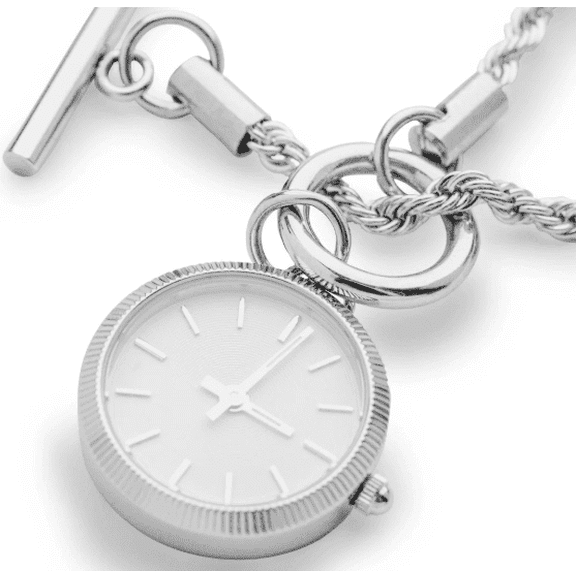Talisman Watch Necklace – Silver Vintage Pendant, Adjustable Chain