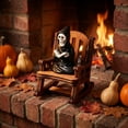 thumbnail image 3 of Diceymbol Halloween Grim Reaper Reading Figurine with Open Book Gothic Shelf Decor for Tiered Tray Tabletop Display 2 Inch, 3 of 7