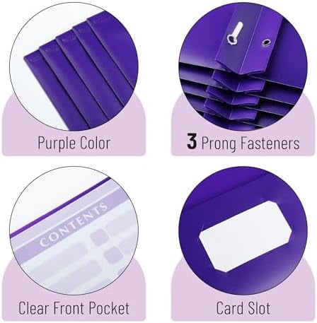 - Plastic Folders with Pockets and Prongs, 24 Pack, Letter Size, Purple, Flexible Plastic Folders with Prongs, Clear Front Pocket and Card Slot