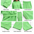 thumbnail image 5 of Gaxelrn Girls Mint Green Fleece Sweatsuit, Hooded Pullover & Wide Leg Pants, 2-Piece Set for 5-14,Size 5-6 T, 5 of 6
