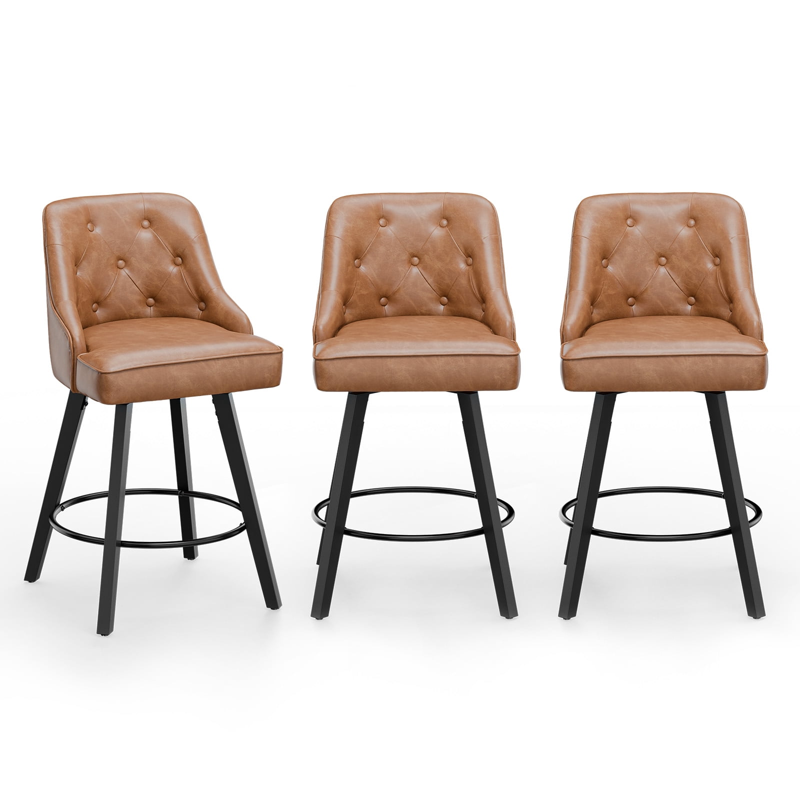 Zimtown Modern Swivel Barstools with Back, 26" Counter Height Bar Stools Kitchen Island Dining Chairs Set of 2, Coffee Brown