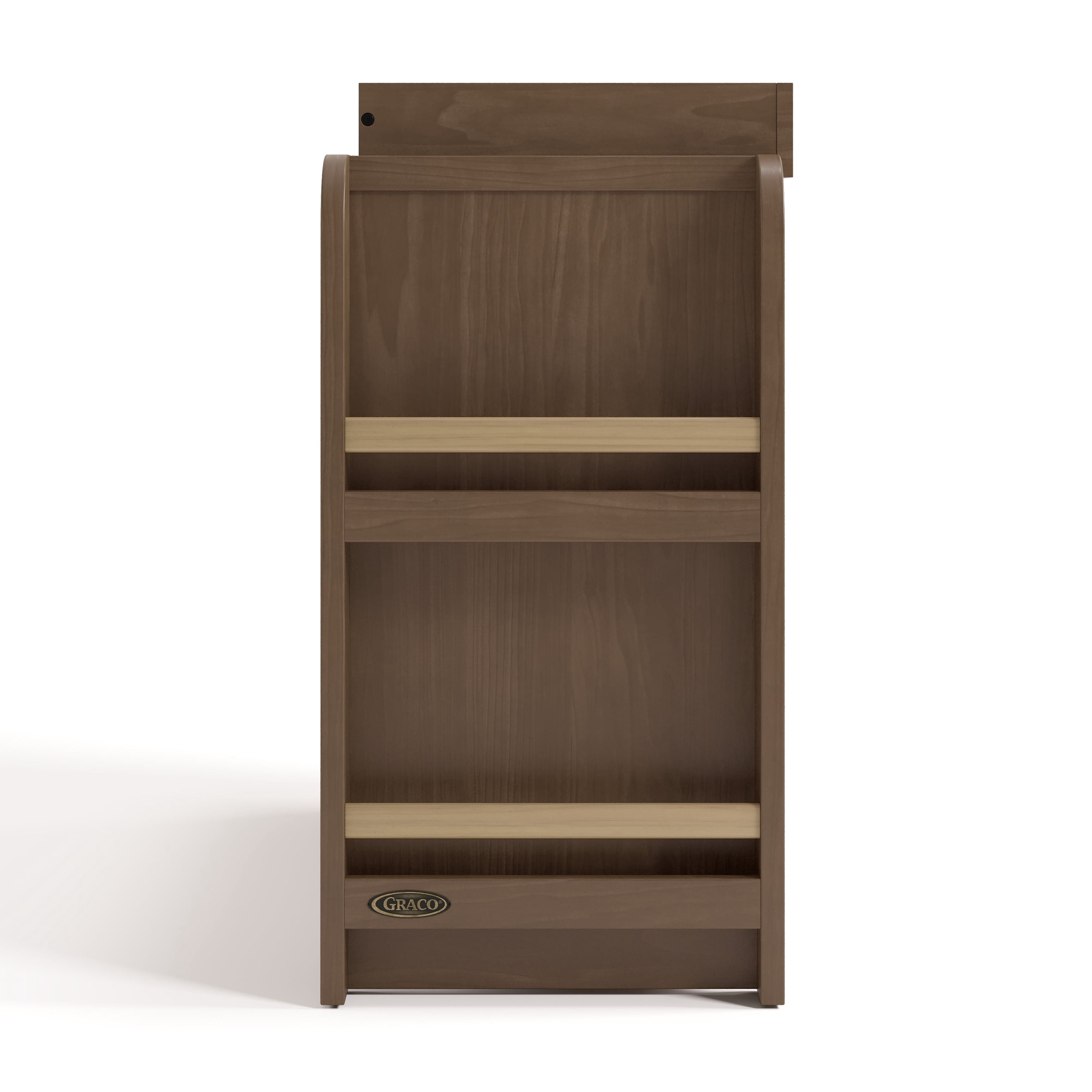 Graco Read-with-Me 3 Drawer Chest with Bookshelves and Removable Changing Topper, Hazelnut with Driftwood