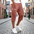 thumbnail image 6 of Zimjoy Cargo Shorts for Men Loose Fit Stretch Lightweight Elastic Waist Below The Knee Bermuda Casual Outdoor Work Shorts with Pockets Watermelon Red XL, 6 of 6