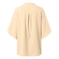 thumbnail image 5 of OSOLU Women Solid Color Fashion V-Neck T-Shirt Tshirts Tee Loose Temperament Casual Petal Sleeve Shirt Tops Boho Dailywear, 5 of 5