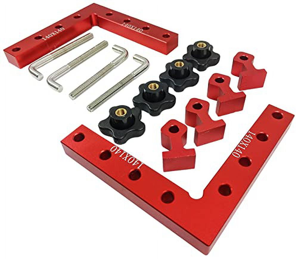 90 Degree Positioning Squares with 4 Clamps, 5.5" x 5.5" Sturdy Aluminum Alloy L-Type Right Angle Corner Clamp for Picture Frame Box, Cabinets, Drawers, Woodworking or Welding