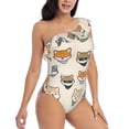 thumbnail image 3 of Goofa Shiba Head Face Pattern Women's One Piece Swimsuits Tummy Control Bathing Suits Asymmetric One Shoulder Swimwear-X-Large, 3 of 6