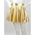 thumbnail image 4 of Zaldita Kids Girls Shiny Metallic Flared Mini Skater Skirt High Waist A-Line Pleated Skirt Gold 8, 4 of 7