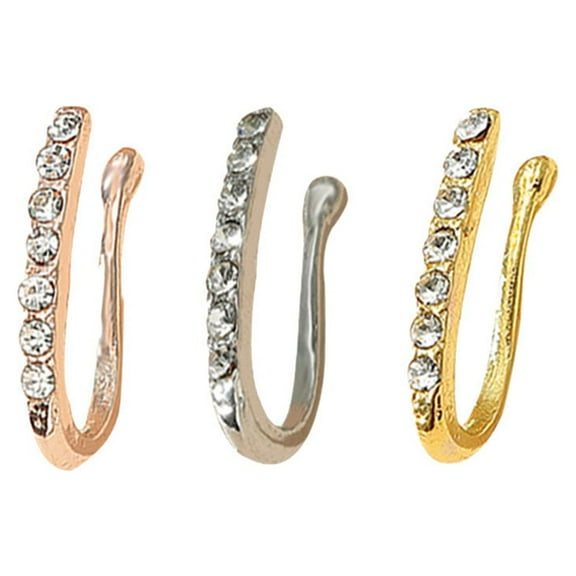 landege 3PCS Fashionable Fake Nose Ring U-shaped Nose Clip No Perforation Nose Decor