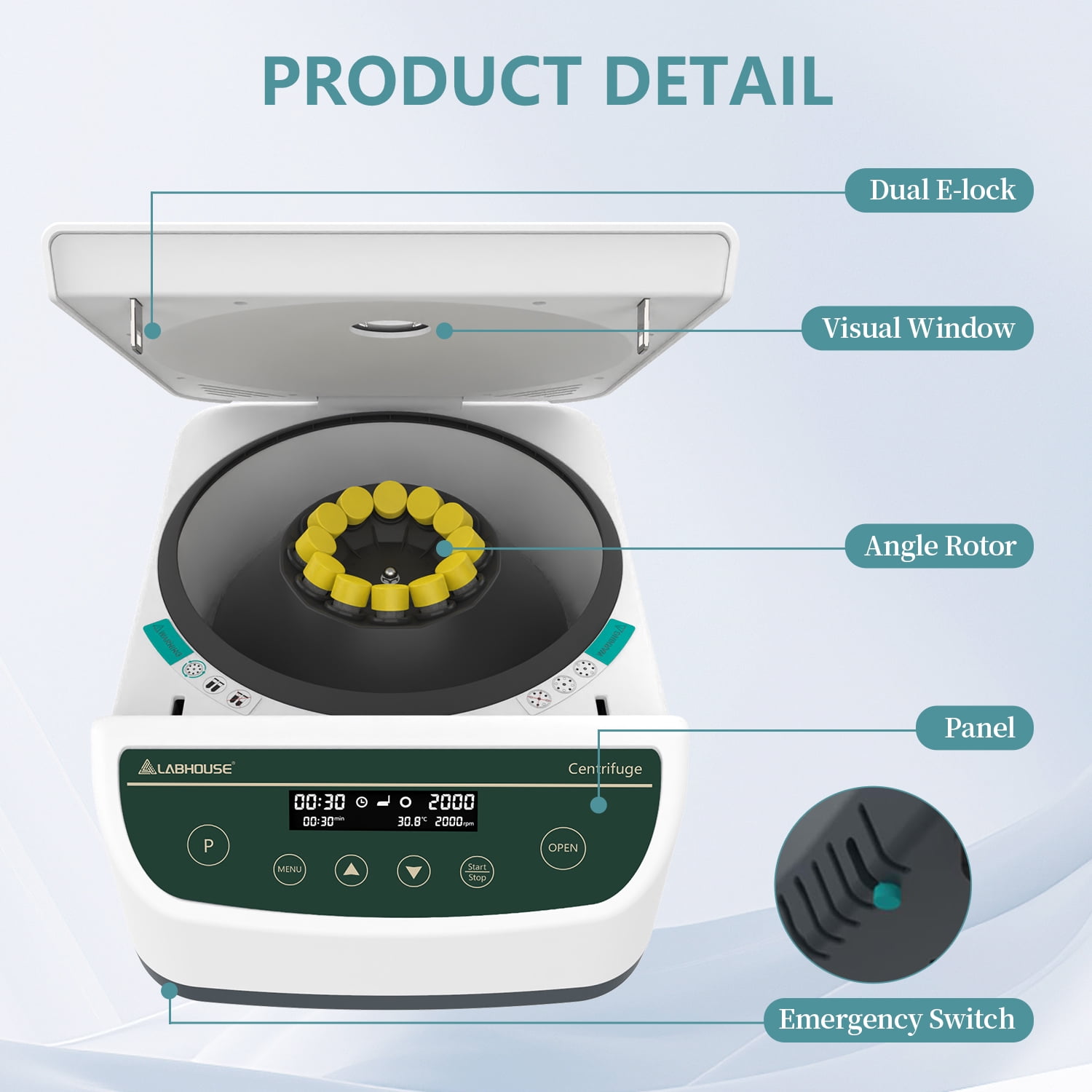 LABHOUSE Centrifuge Machine PRP PRF 2ml-5ml/10ml/15mlx12, Digital Speed 500-4000rpm 2075xg RCF Benchtop Centrifuge with 9-Program Storage & Timer 30sec-99min for High-Throughput Labs