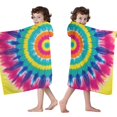 thumbnail image 4 of Colorful Rainbow Tie Dye Spiral Pattern Hooded Bath Towel，50"x30" for Ages 3 To 12 Kids, Quick Dry Lightweight Soft Microfiber Hood Beach Towel Cover Up for Kids, 4 of 7