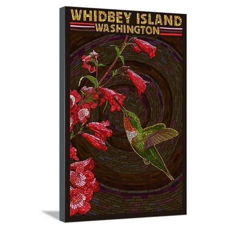 Hummingbird Mosaic Whidbey Island, Washington - Hummingbird - Mosaic Stretched Canvas Print Wall Art By Lantern Press ()