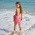 thumbnail image 4 of Piomll Girls Swimsuits Floral Print 2 Pcs Bikini With Rash Guard Shorts Toddler Youth Swimming Suit, 4 of 9