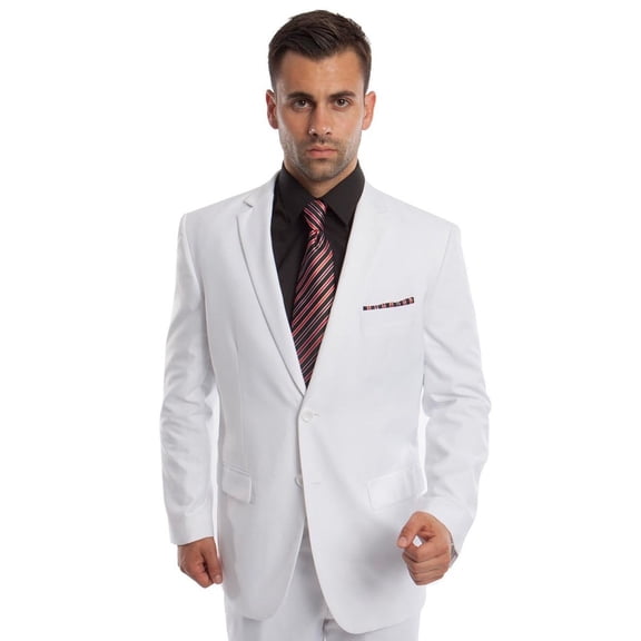 Men's Demantie Suits White Business Suit Modern Fit Size 38 Regular