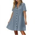 thumbnail image 2 of TMOYZQ Dresses for Women Short Sleeve Babydoll Mini Dress Cover Up Button Down Flowy Beach Sundress, 2 of 9
