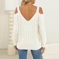 thumbnail image 4 of Amidoa Off the Shoulder Women Sweater V-Neck White Long Sleeve Lightweight Heart Knit Sweaters Cardigans for Women S, 4 of 4